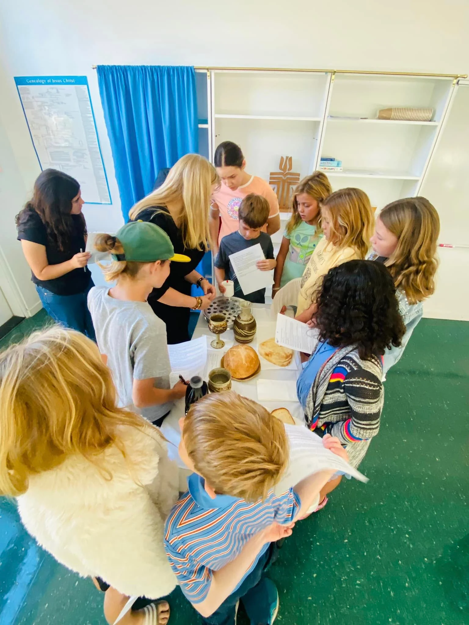 Children gathered on the floor for one of our lessons.