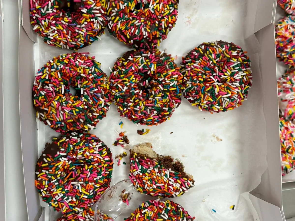 Sprinkle donuts ready for PCLG fellowship hour.