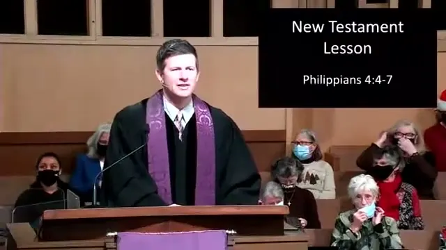 The preacher at the start of Worship service, December 12th, 2021