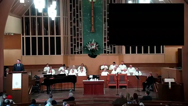 The preacher at the start of Worship service, April 14th, 2024